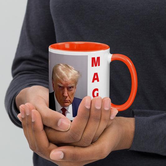 Mad About Getting Arrested Trump Mugshot Mug with Color Inside