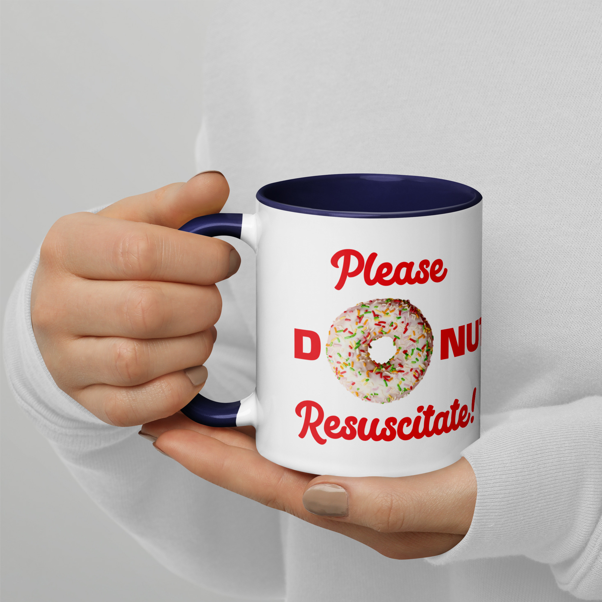 Donut Resuscitate Red Print Mug with Color Inside - Image 6