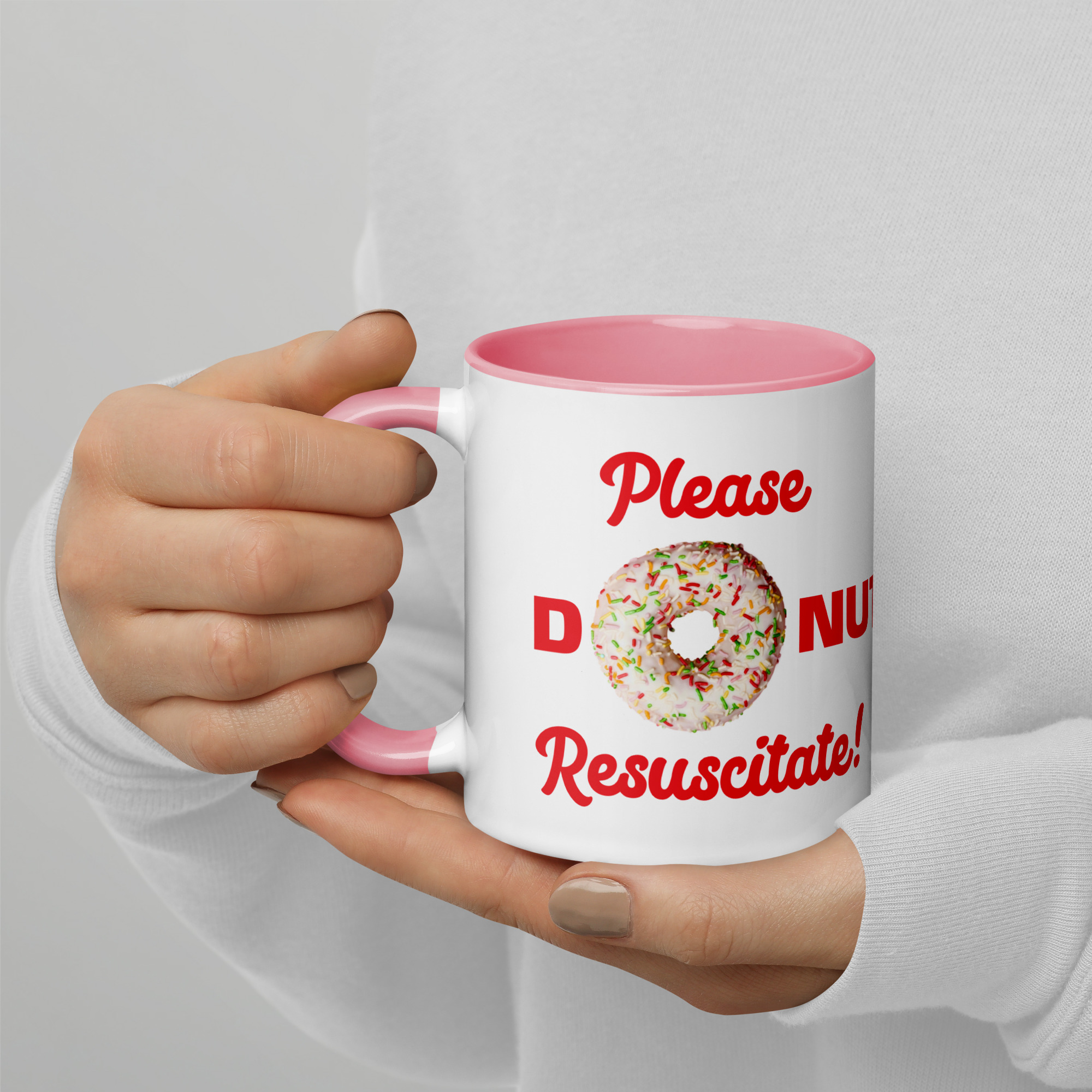 Donut Resuscitate Red Print Mug with Color Inside - Image 21