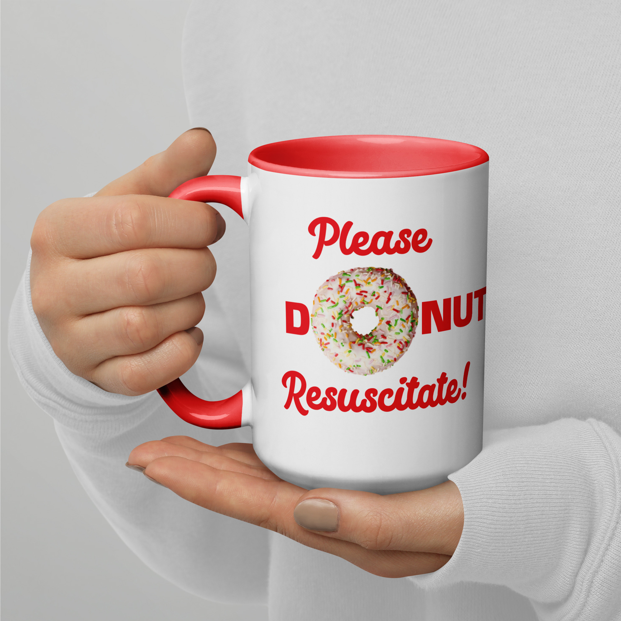 Donut Resuscitate Red Print Mug with Color Inside - Image 10
