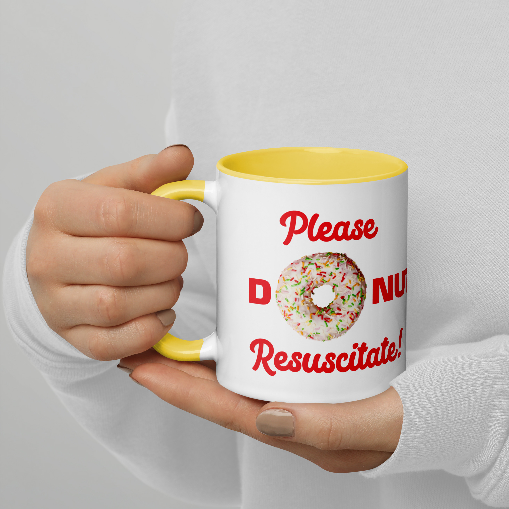 Donut Resuscitate Red Print Mug with Color Inside - Image 27